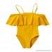 Mom and Daughter Swimwear High Waisted Bikini Off Shoulder Ruffles Solid Summer Swimsuit Set one-Piece Bathing Suits Yellow-baby B07NB2RSJP